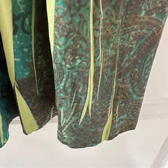 One World Mossy Vintage Green Sublimation Crease Print Dress Women’s Size Medium - Picture 9 of 15